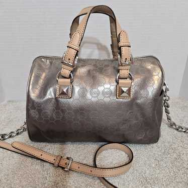 MICHAEL KORS metallic monogrammed satchel handbag