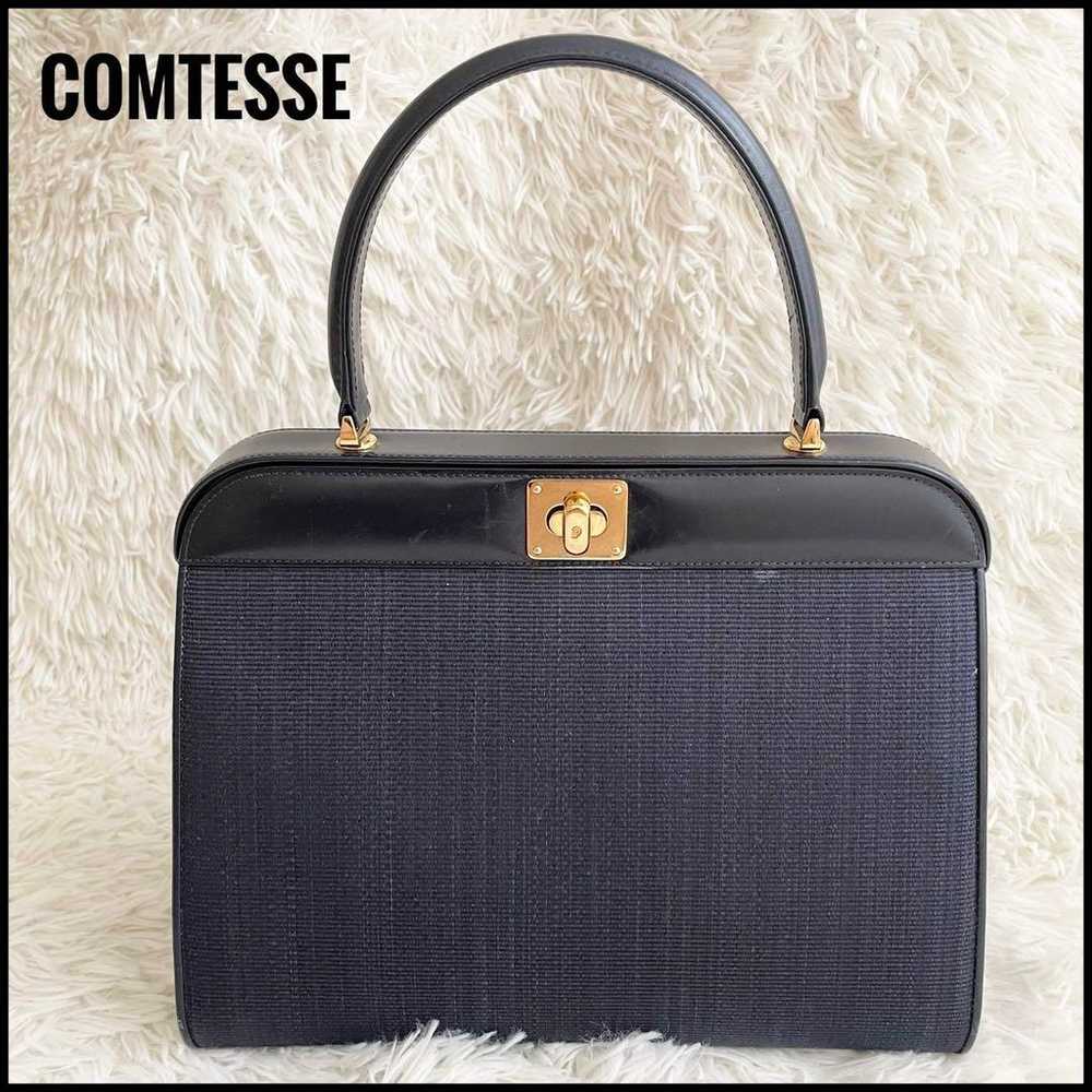 COMTESSE Contesse Horsehair Luxury Handbag Navy w… - image 1