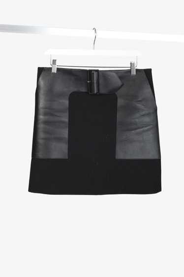 Celine Celine Black Wool and Lambskin Belted Skirt