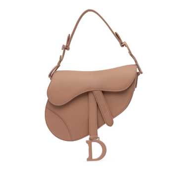 Tan Dior Mini Leather Saddle Bag