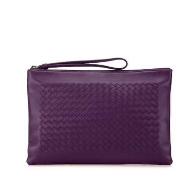 Purple Bottega Veneta Intrecciato Leather Clutch