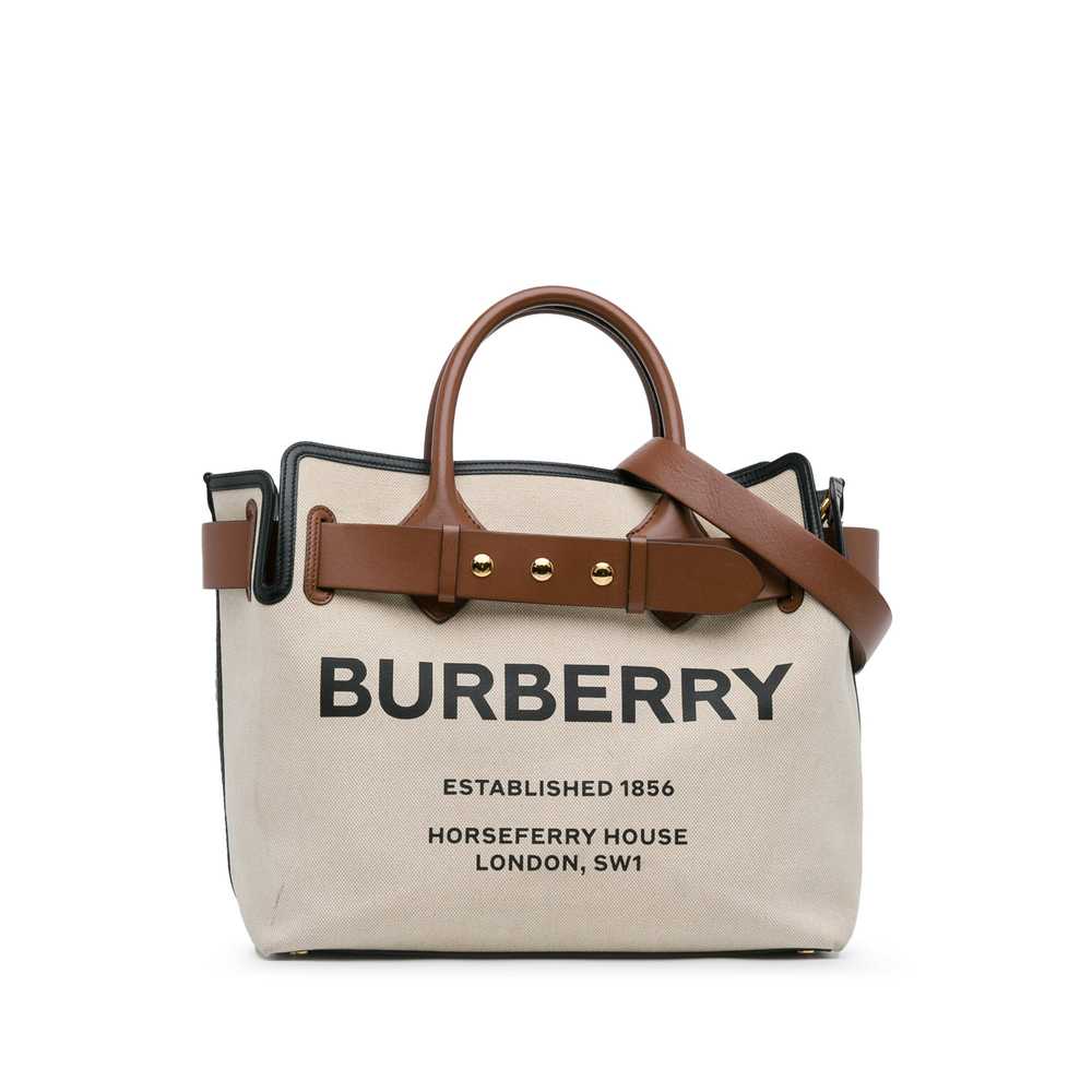 Beige Burberry Canvas Horseferry Belt Satchel - image 1