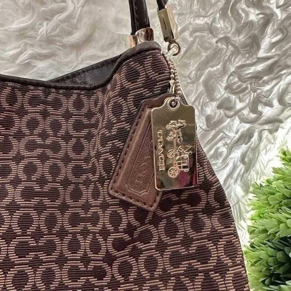 Coach EDIE Brown Signature CC Monogram Fabric & L… - image 7