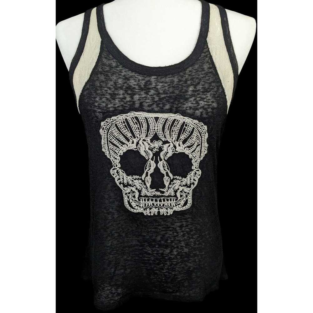 Other Gothic Punk Skull Lace Tank Top by No Bound… - image 1