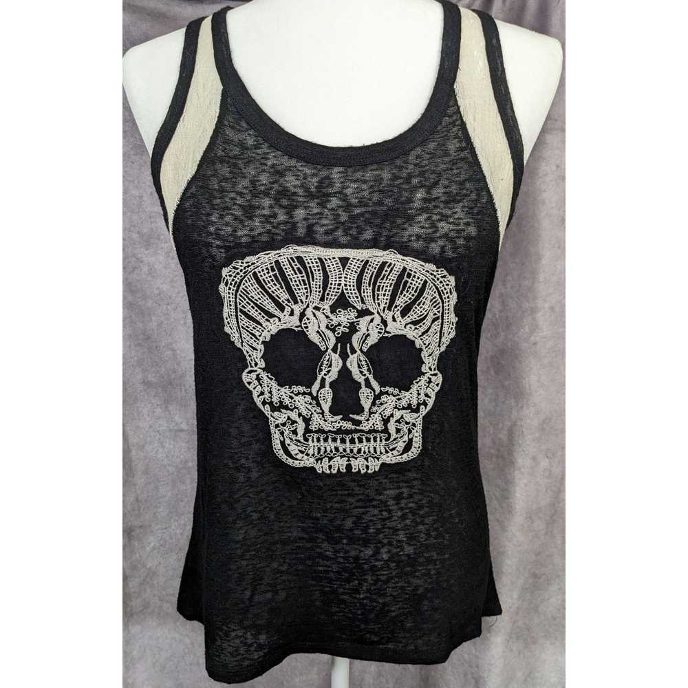 Other Gothic Punk Skull Lace Tank Top by No Bound… - image 6