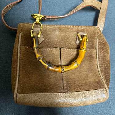 GUCCI shoulder bag, brown suede.