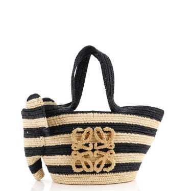 LOEWE Elephant Basket Tote Striped Raffia Small