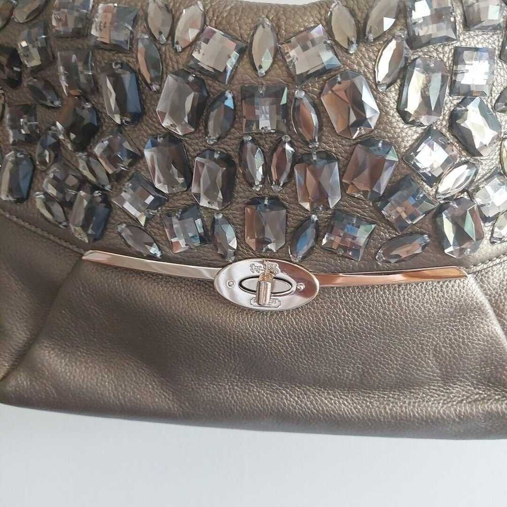 coach madison leather jeweled shoulder flap bag b… - image 11