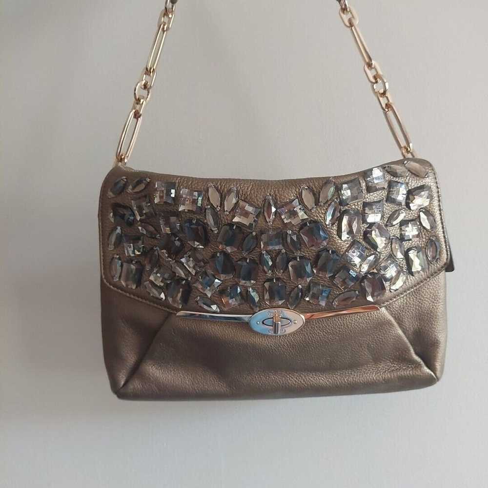 coach madison leather jeweled shoulder flap bag b… - image 1