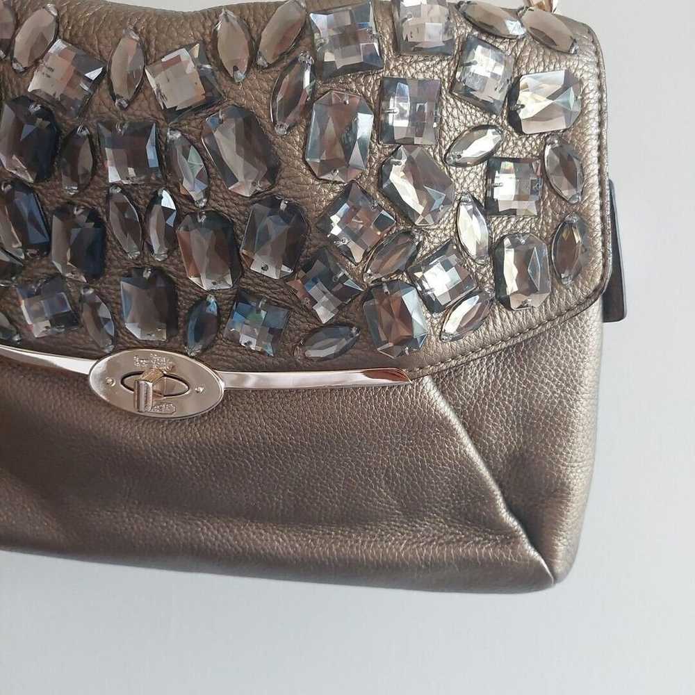 coach madison leather jeweled shoulder flap bag b… - image 7