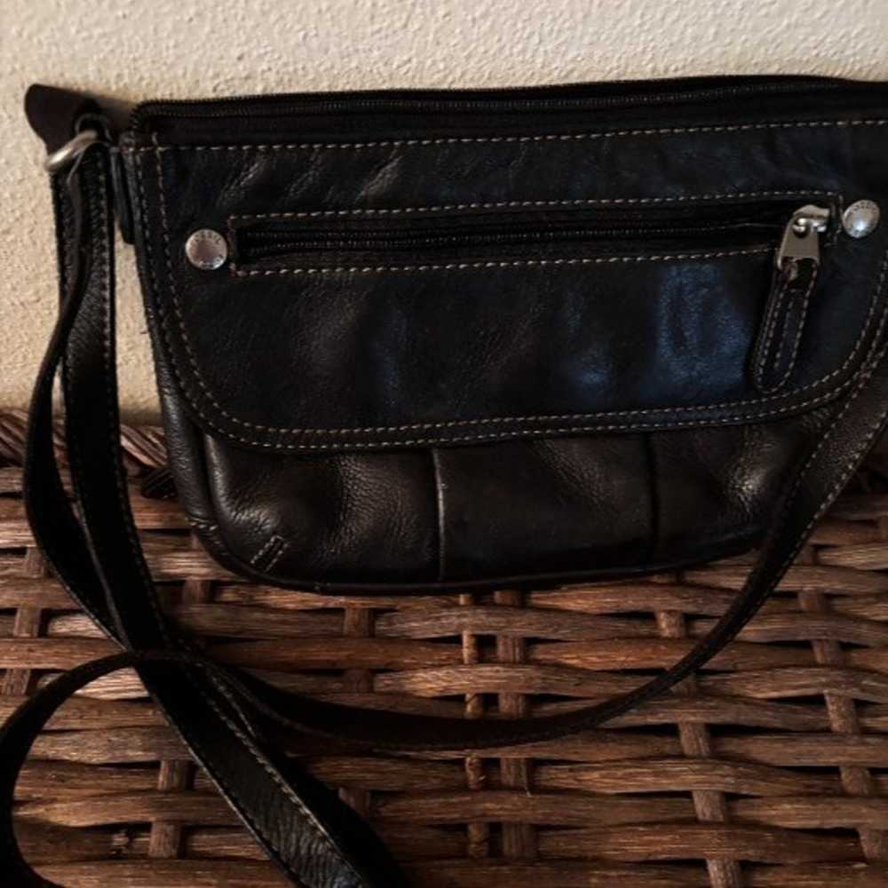 Vintage Fossil Crossbody Bag Black Leather - image 2