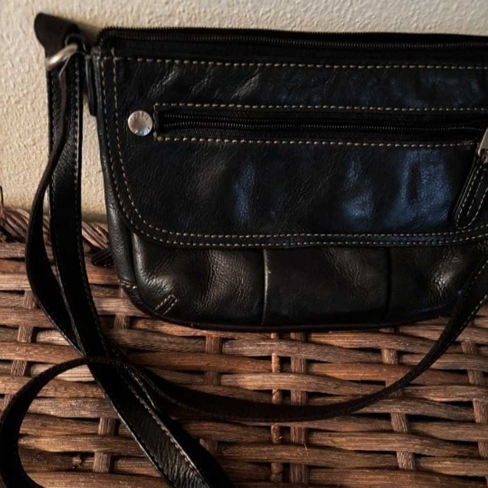 Vintage Fossil Crossbody Bag Black Leather - image 3