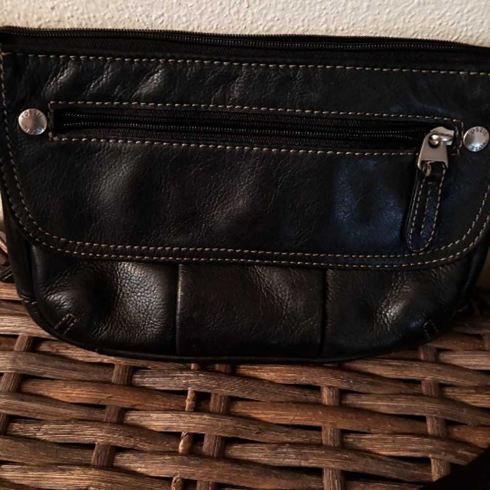 Vintage Fossil Crossbody Bag Black Leather - image 4