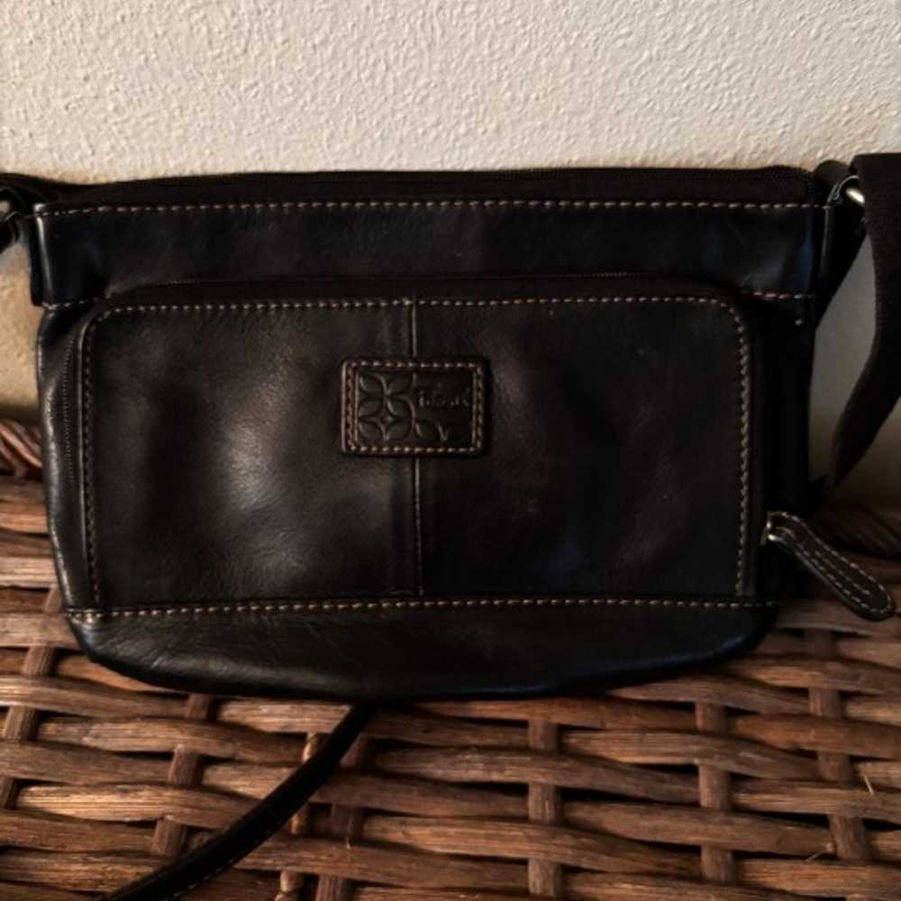 Vintage Fossil Crossbody Bag Black Leather - image 5