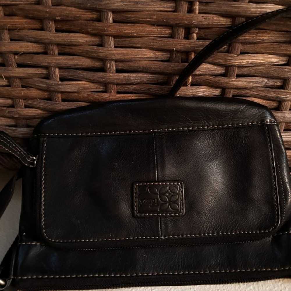 Vintage Fossil Crossbody Bag Black Leather - image 6