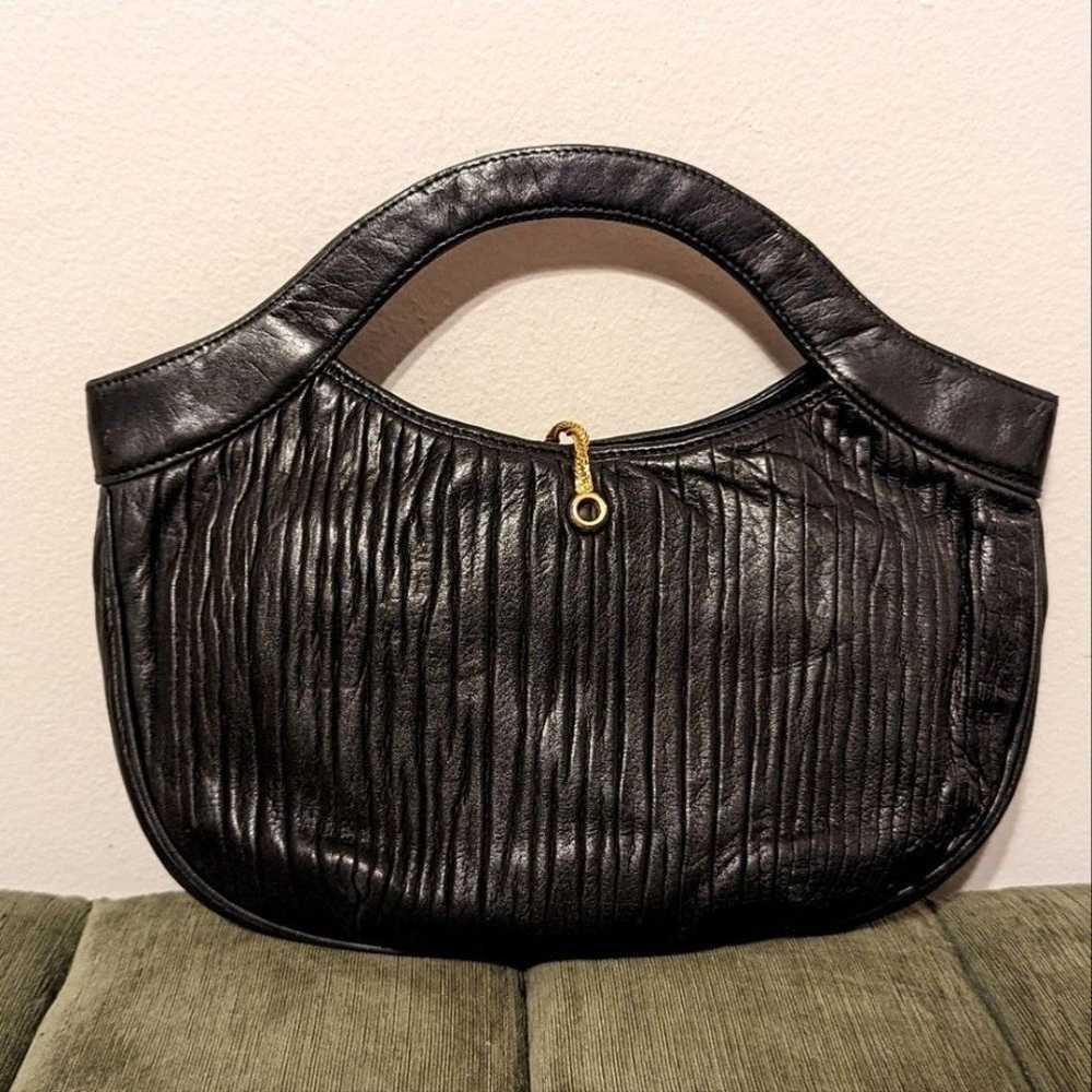 Coblentz Vintage Soft Genuine Black Leather Pleat… - image 2