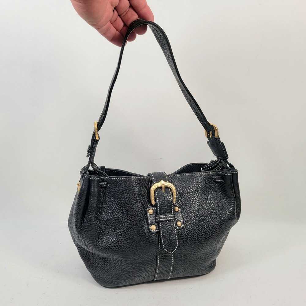 Vintage 90s DOONEY & BOURKE Black Pebbled Leather… - image 1