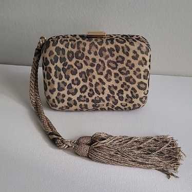 Escada Leopard Print Iridescent Suede Minaudiere … - image 1