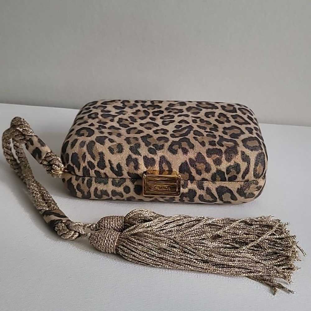 Escada Leopard Print Iridescent Suede Minaudiere … - image 3