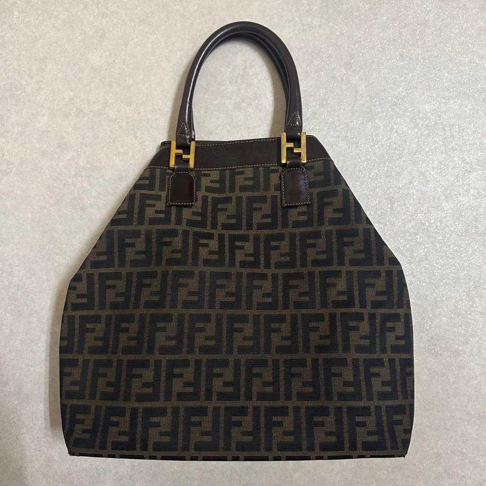 Fendi Vintage FF Logo Tote Bag Dark Brown Zucca P… - image 1