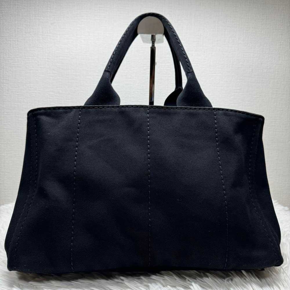 PRADA Canapa M Handbag Black Canvas A4 - image 2