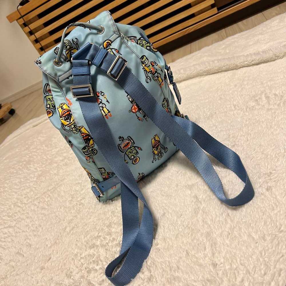 Limited edition! PRADA backpack in light blue wit… - image 5