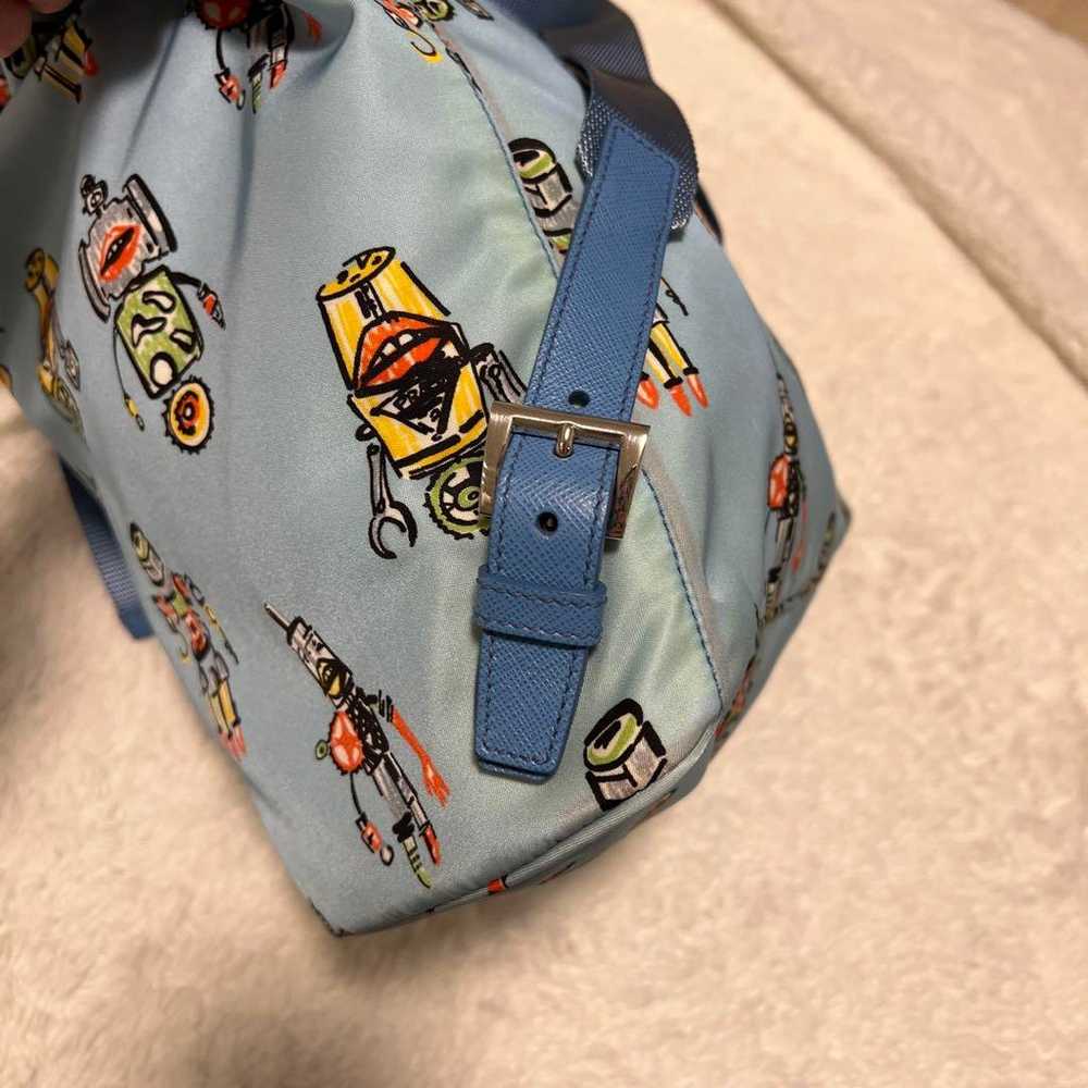 Limited edition! PRADA backpack in light blue wit… - image 7