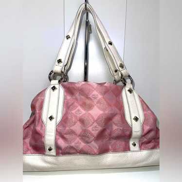 MCM Pink Visetos Diamond Pattern Shoulder Bag