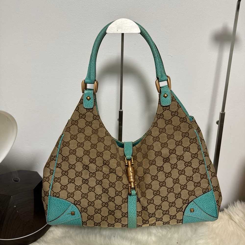 Gucci canvas with rolle leather handles size medi… - image 2