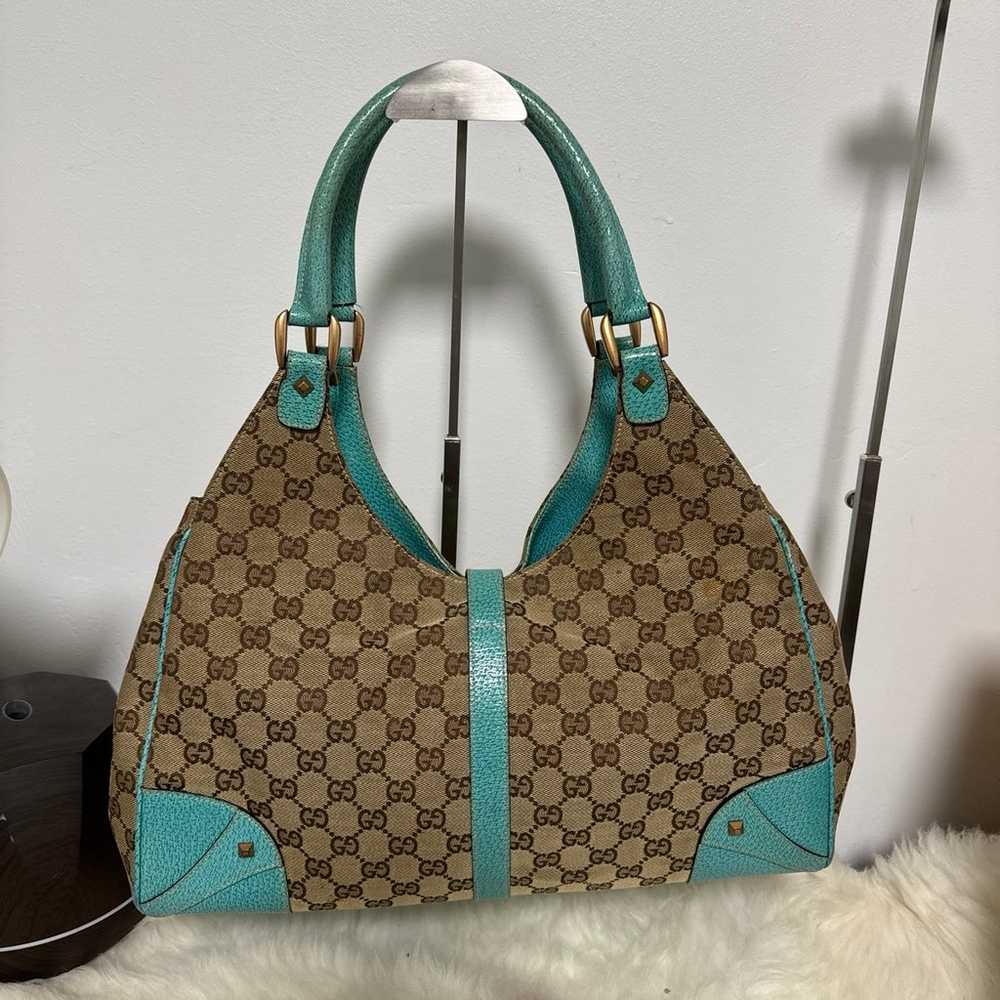 Gucci canvas with rolle leather handles size medi… - image 3