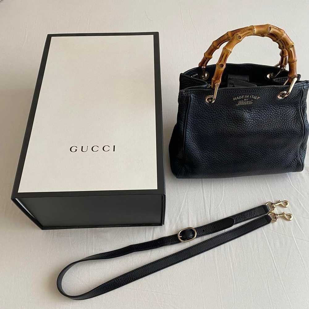 Gucci Bamboo Bag Shoulder Hand Old Black 2way - image 2