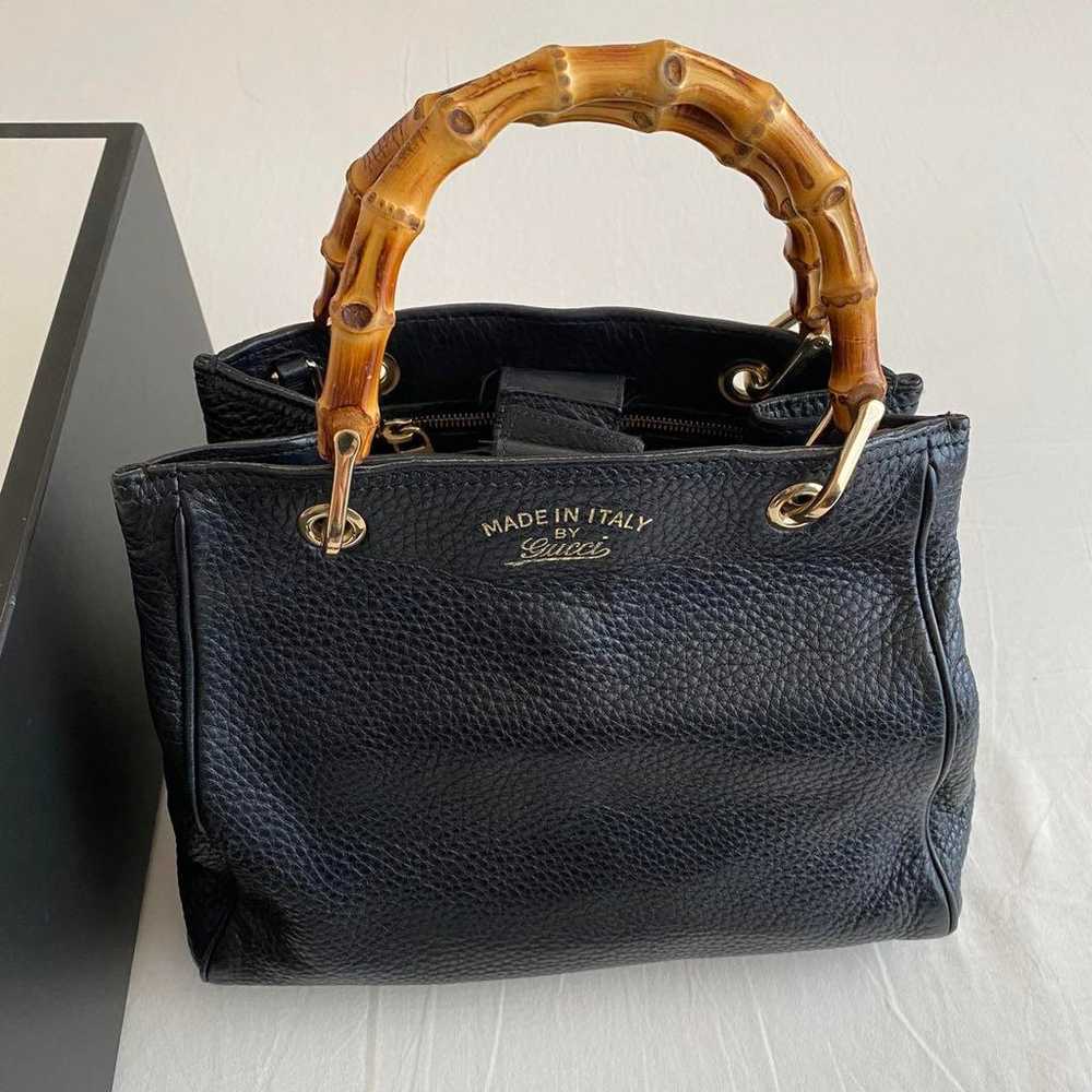 Gucci Bamboo Bag Shoulder Hand Old Black 2way - image 3