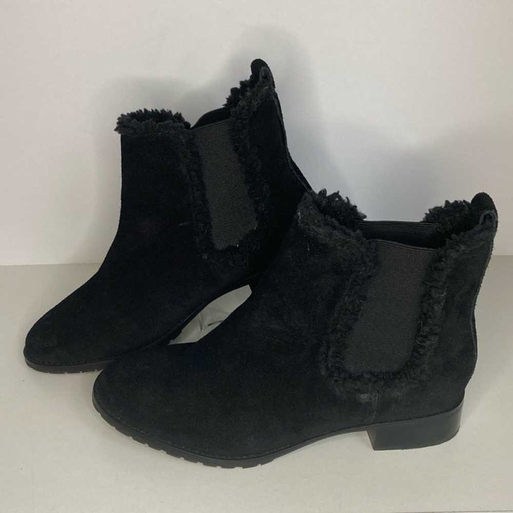 Talbots Black Suede Leather Fleece Lined Ankle Bo… - image 1