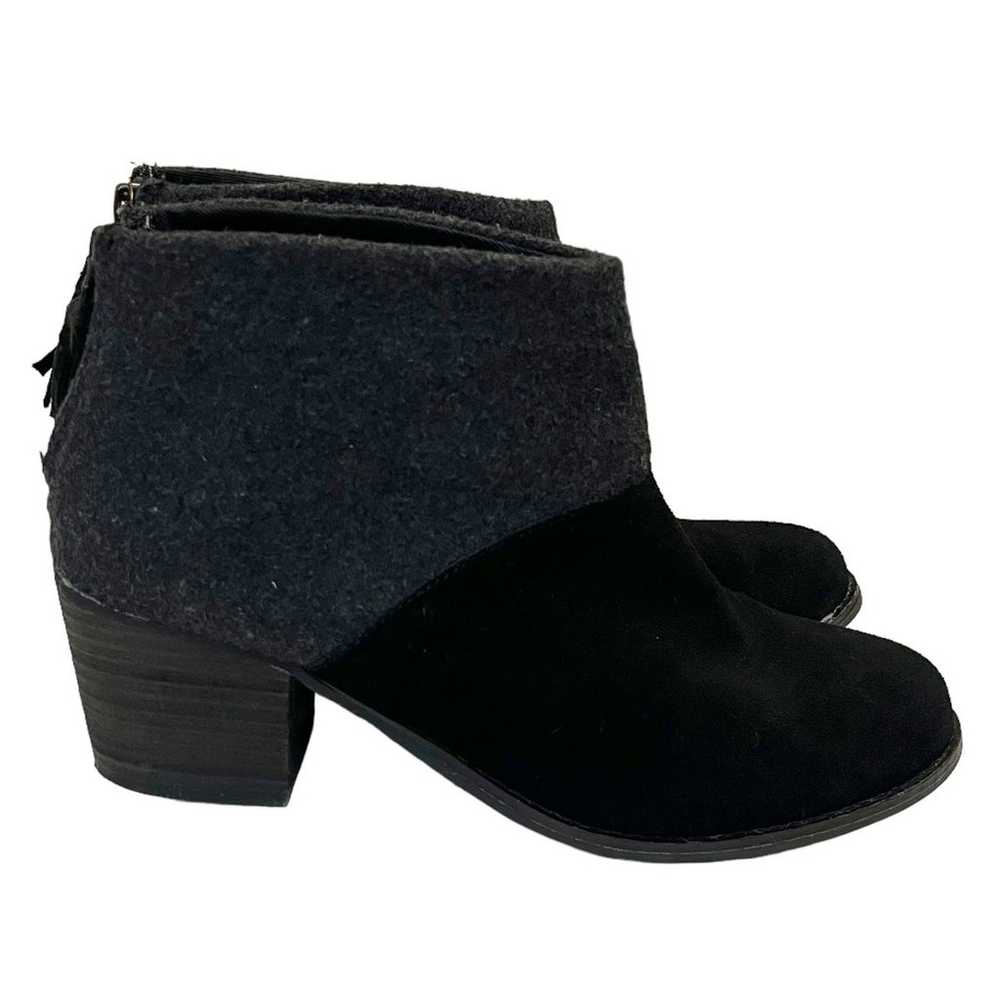 Toms Lacy Zipper Bootie Black Gray Size 7 - image 1