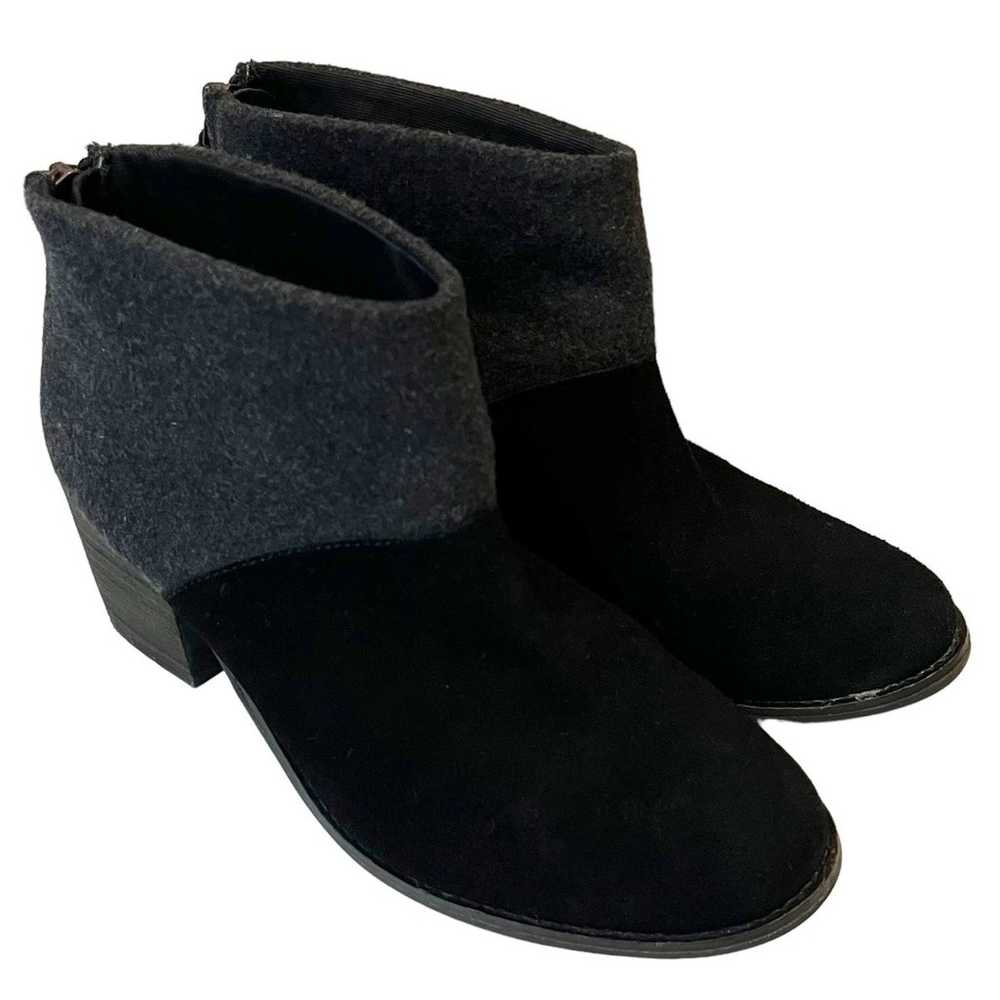 Toms Lacy Zipper Bootie Black Gray Size 7 - image 2