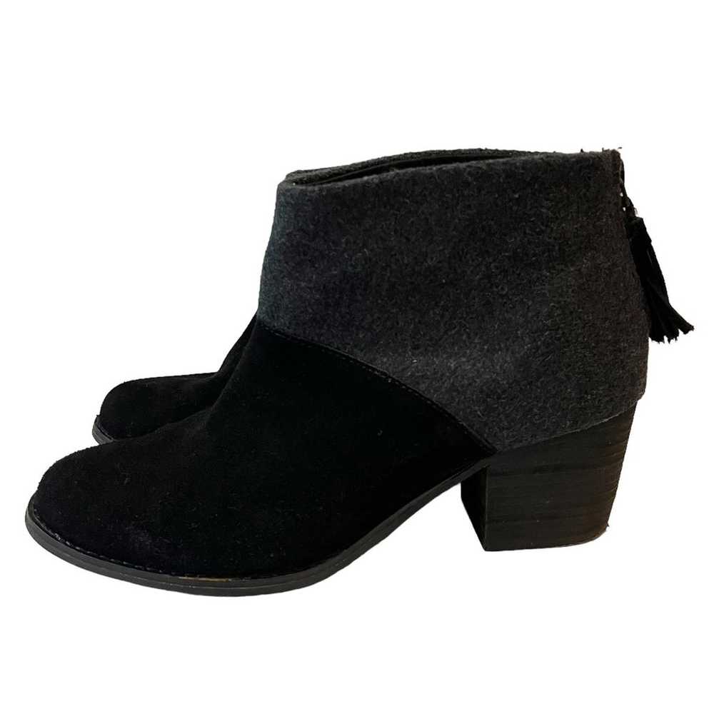 Toms Lacy Zipper Bootie Black Gray Size 7 - image 5