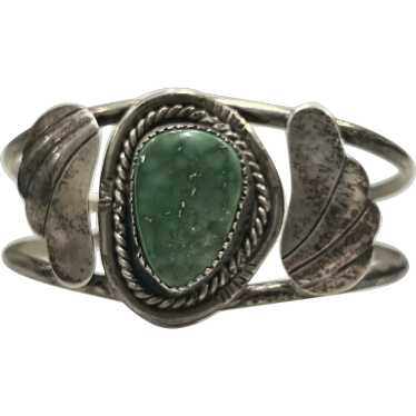 Vintage Sterling Silver and Green Turquoise Cuff