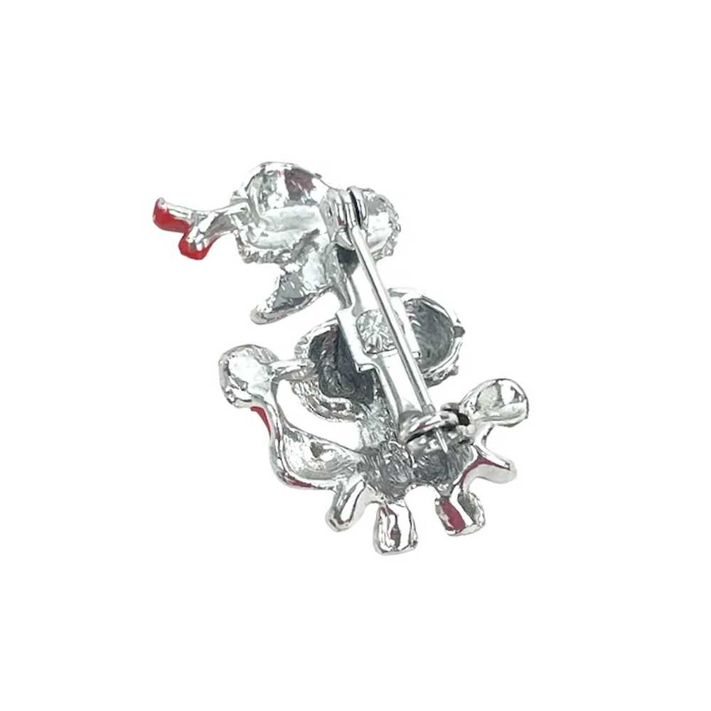 Vintage Silver and Red Poodle Brooch Pin - image 3