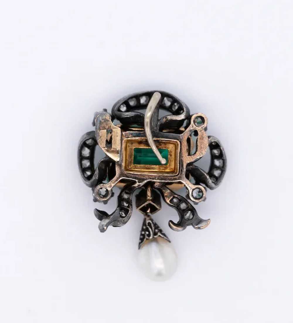 Antique Victorian No Oil Colombian Emerald, Pearl… - image 6