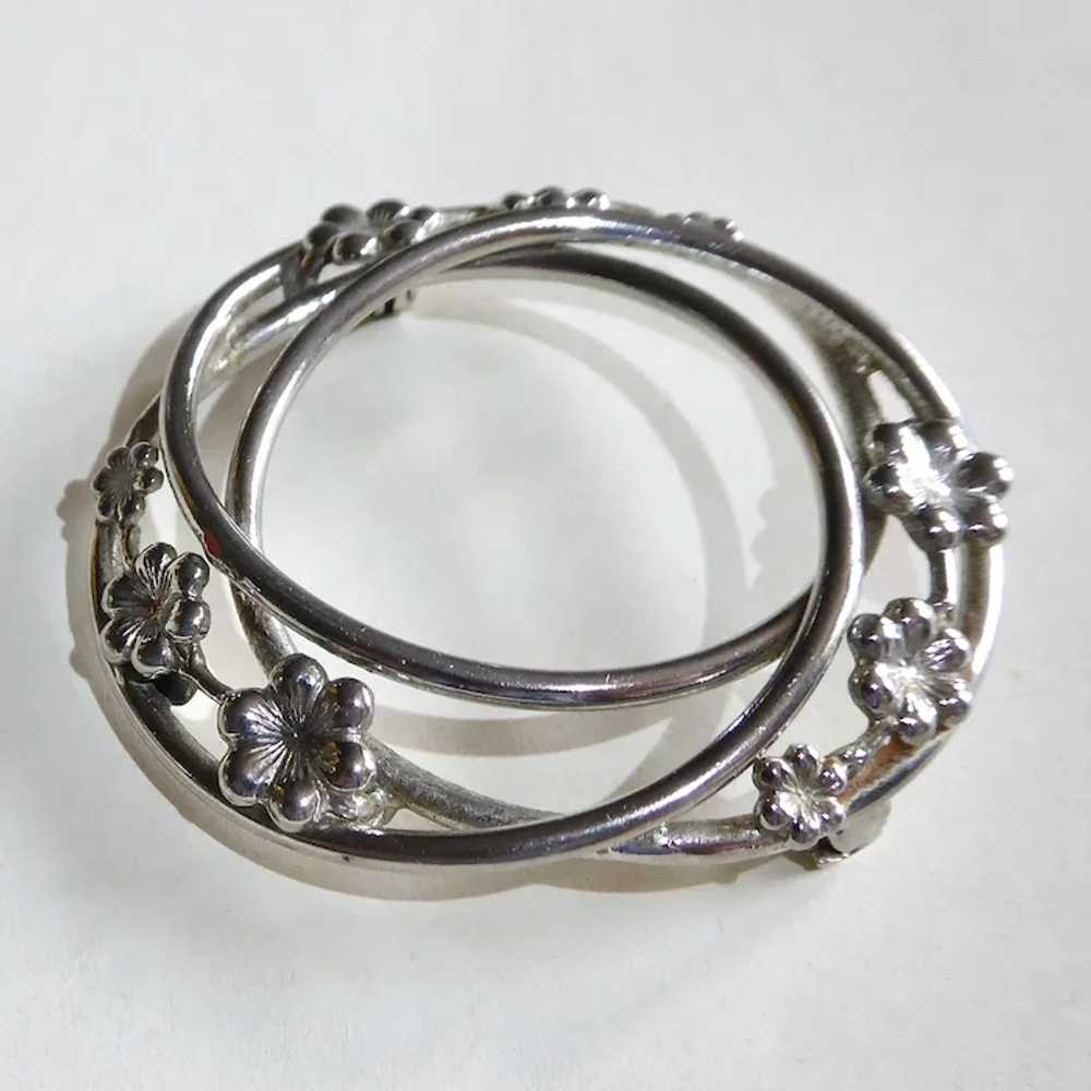 Danecraft Sterling Pin Triple Circles w Flowers - image 10