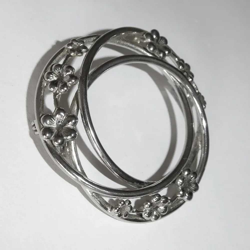 Danecraft Sterling Pin Triple Circles w Flowers - image 6