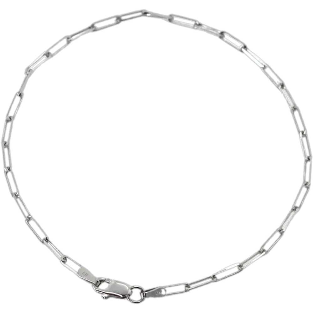 2mm Paperclip Bracelet, 14K White Gold - image 1