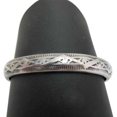 NAVAJO Native Engraved Sterling Silver Signed TAHE