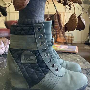 Sorel Lexie Quilter wedge slate grey suede ankle … - image 1