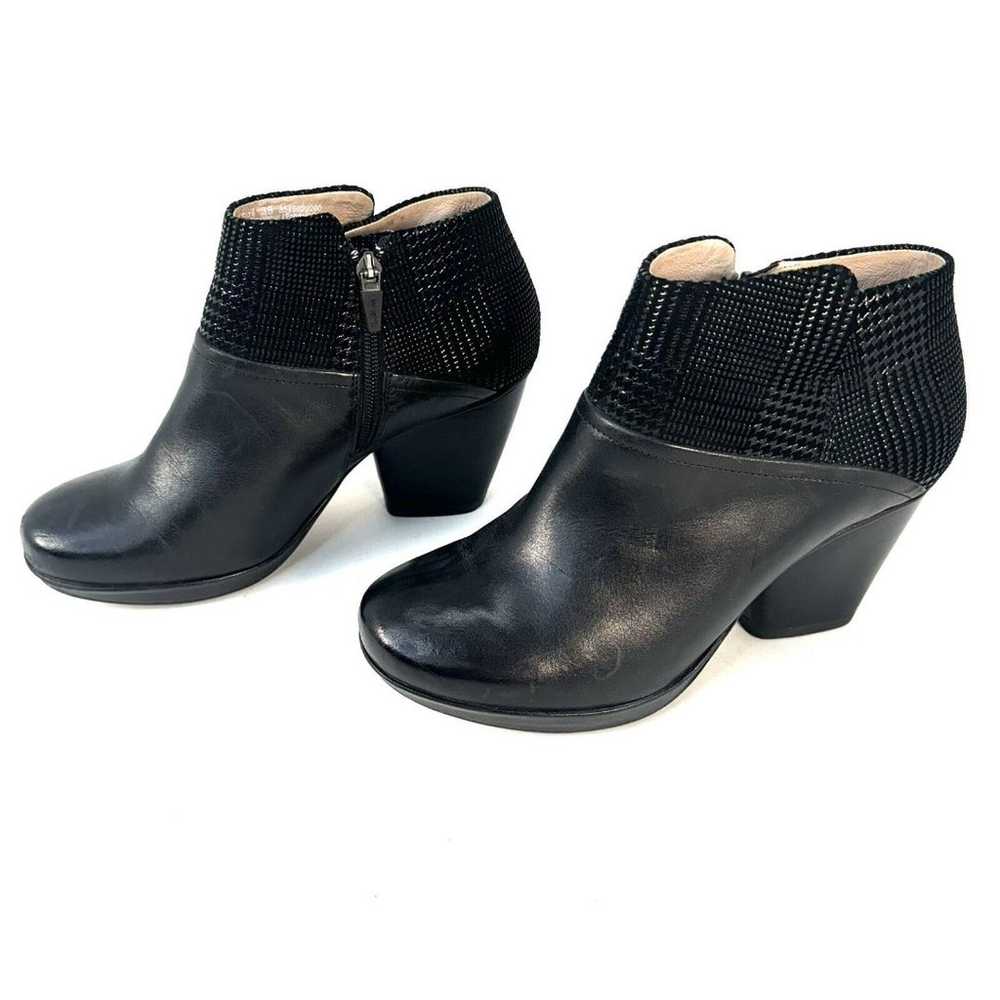 Dansko Miley Black Leather Booties Ankle Healed B… - image 1