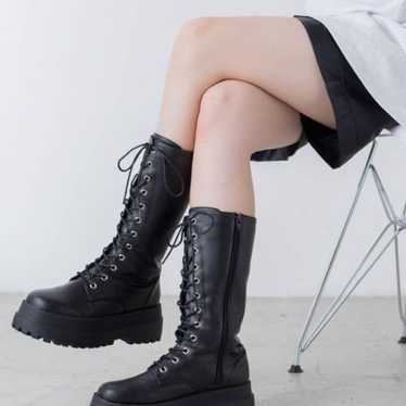 WEGO lace-up mid boots in black. - image 1