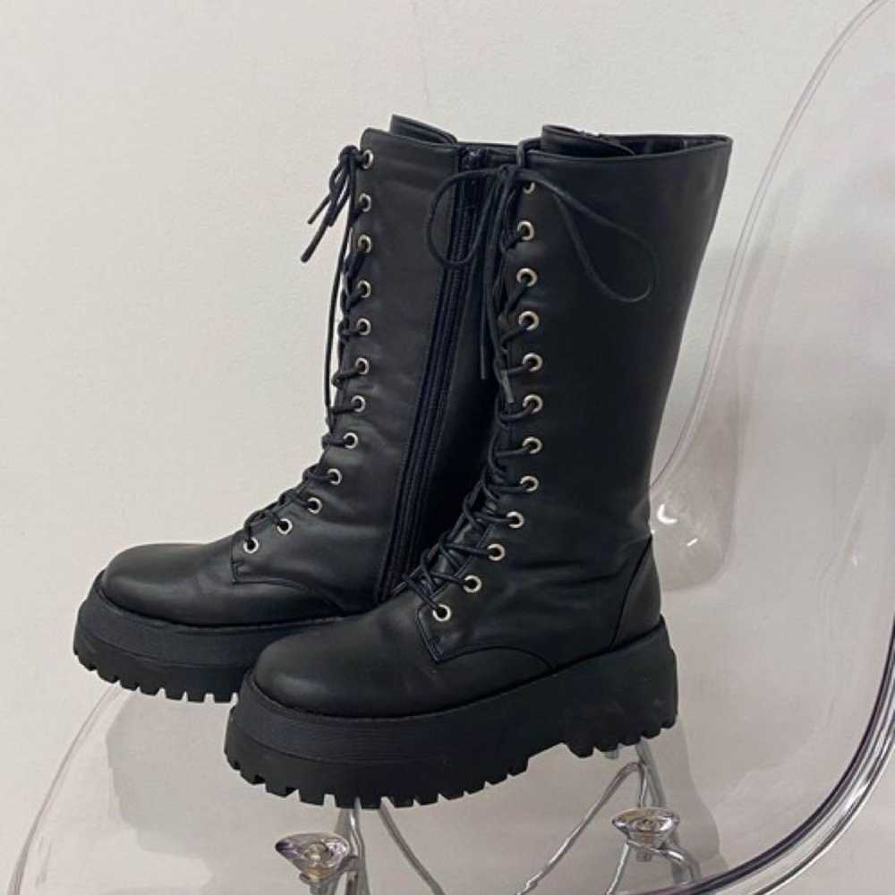 WEGO lace-up mid boots in black. - image 2