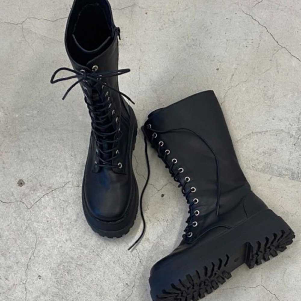 WEGO lace-up mid boots in black. - image 3