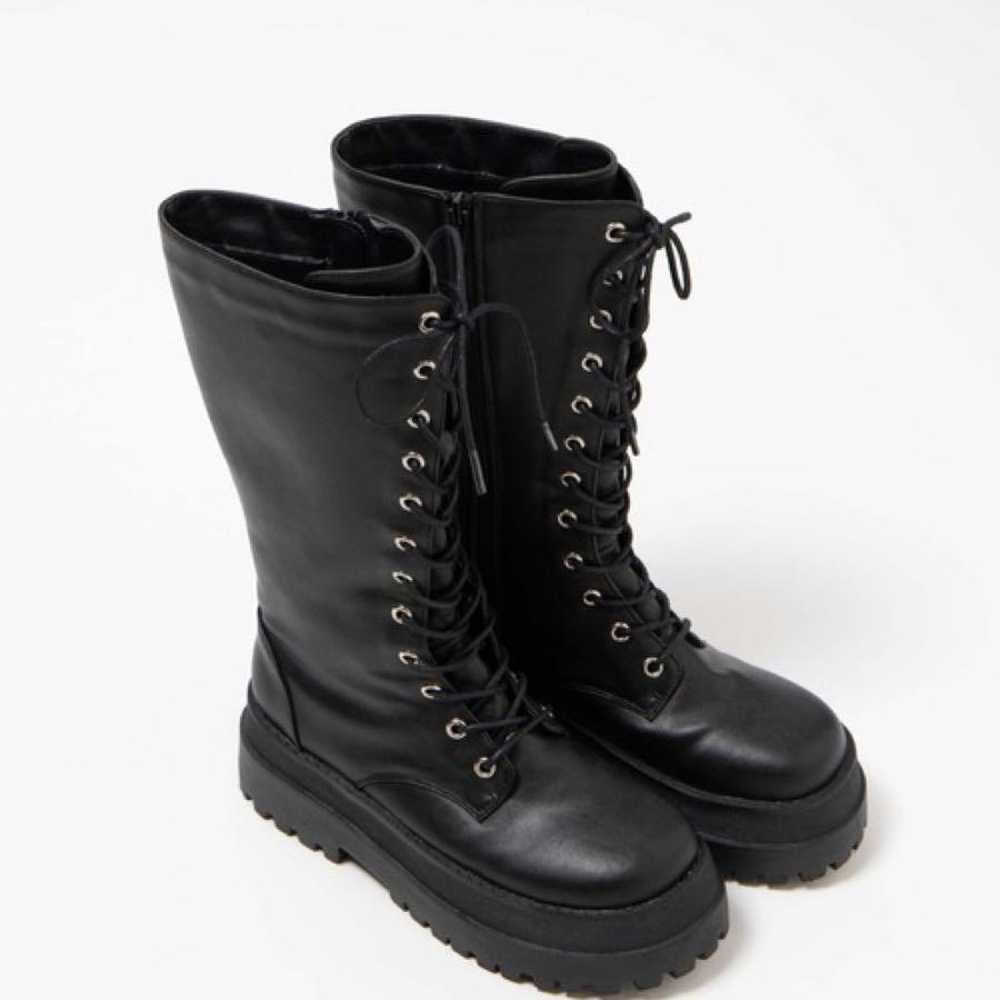 WEGO lace-up mid boots in black. - image 4