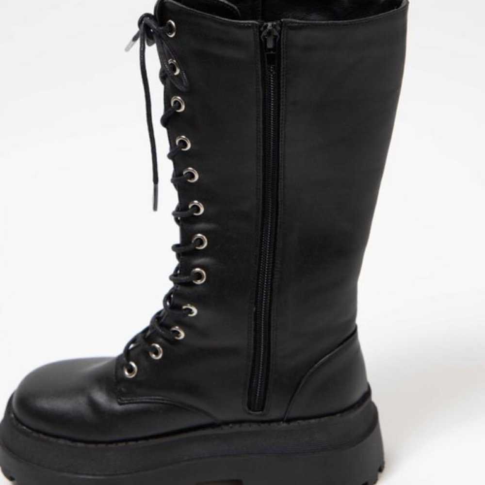 WEGO lace-up mid boots in black. - image 5